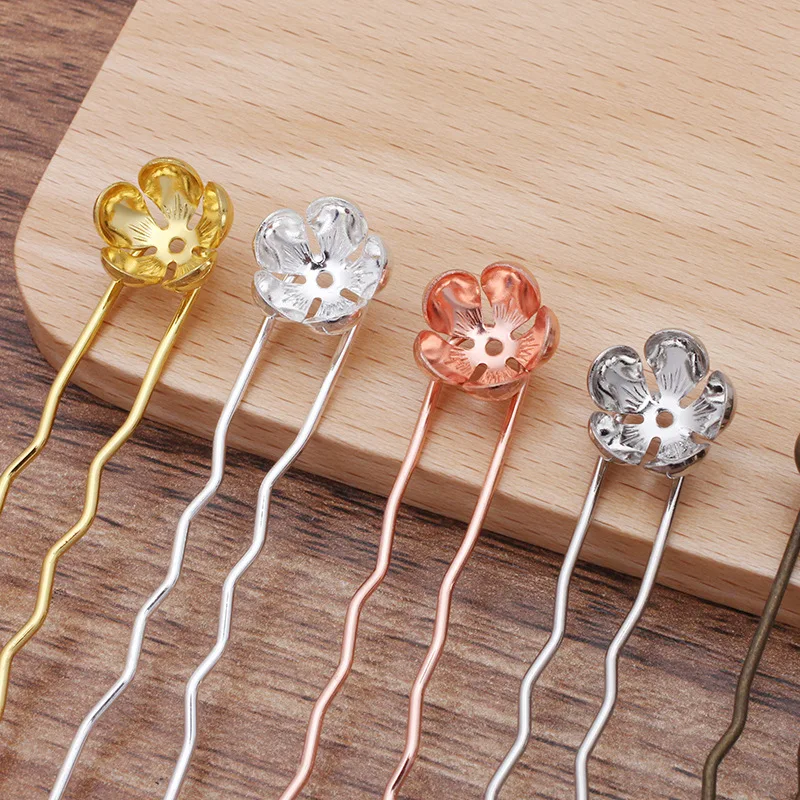 Зажим для волос с 3D цветами 12 Х5 мм|jewelry accessories|base for hair clipshairpin base |