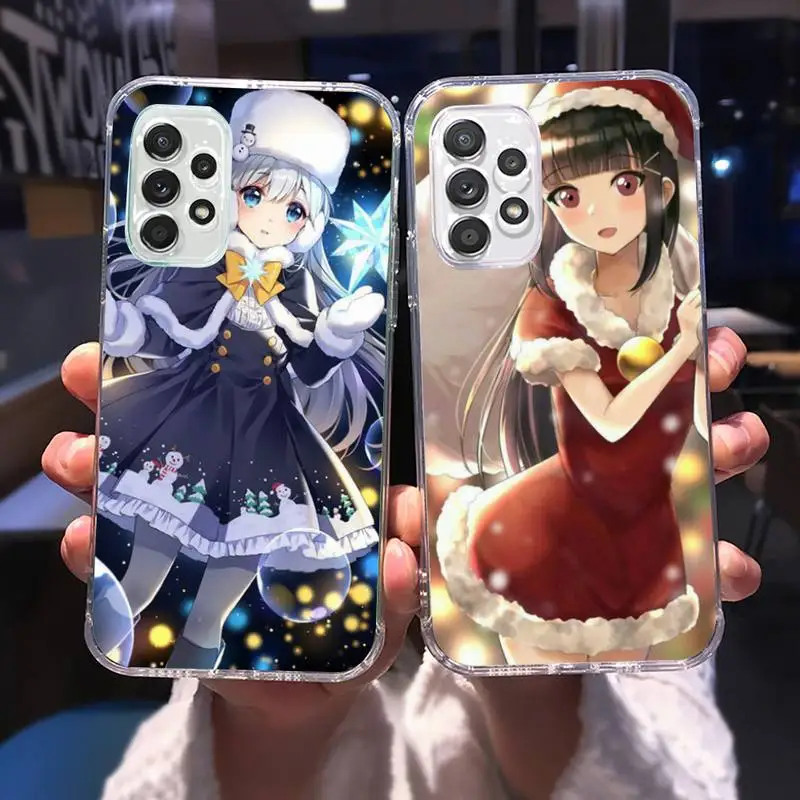 

Anime Merry Christmas Girl Phone Case for Samsung A 51 50 52 12 21s 31 40 70 71 note S 20 10 21 ultra plus fe clear coque shell