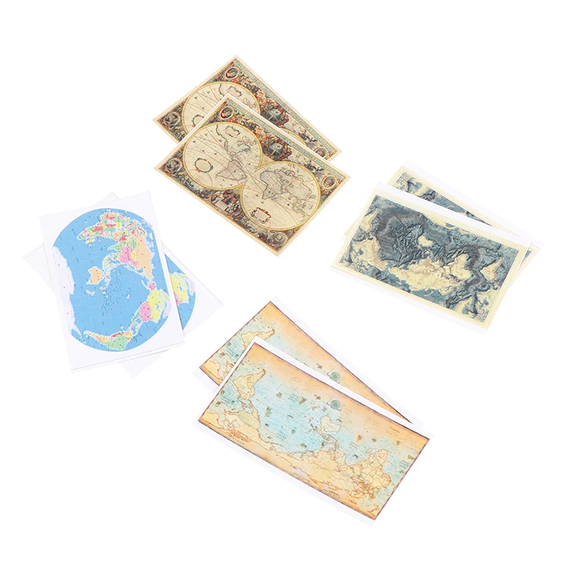 Миниатюрные аксессуары для кукольного домика мини 2 шт. карта мира 1/12 имитация