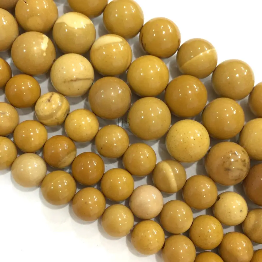 Natural Mookiate Smooth And Round Beads Yellow Loose Gemstone DIY Jewelry For Making Necklace Bracelet Earring | Украшения и