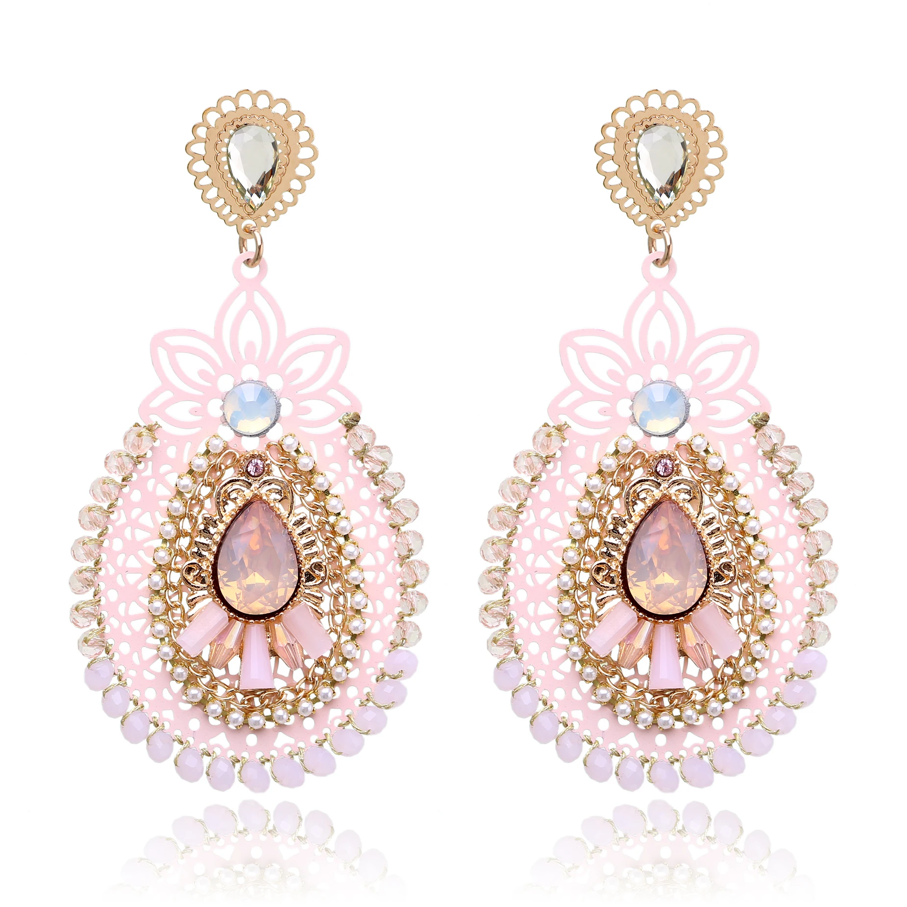 Новое поступление позолоченные ажурные висячие серьги в форме капли воды для