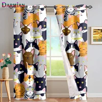 darmian kawaii cat family party design blackout thermal insulated curtain for kids bedroom home living room drapes decoration