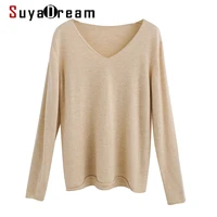 suyadream woman color wool sweaters 100wool v neck pullovers solid basic sweaters 2020 fall winter shirts