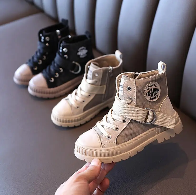 

Autumn Winter Kids Short Boots For Girls Boys Fashion Cool Rubber Snow Boots Children Motorcycle Boots Martin Boots For Girls