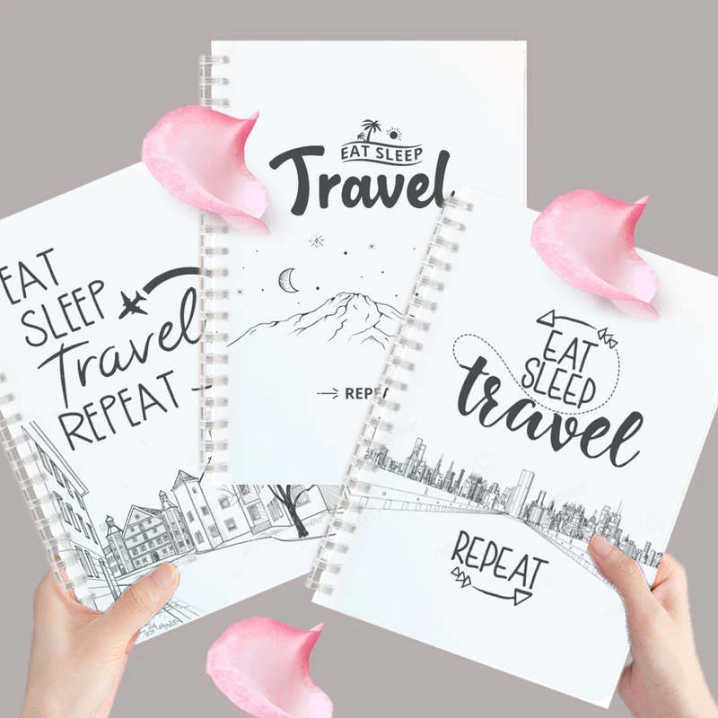 

Spiral Notebook Note Book Grunge Quote - Eat Sleep Travel Repeat Mountain City - Journal Diary For Traveler Hiking Women Hipster
