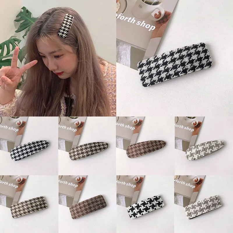 

Beautiful Lovely Plaid BB Hair Clips for Women Nice-looking Korean Hair Accessories Headwear Hairpin Crab Headband for Girls
