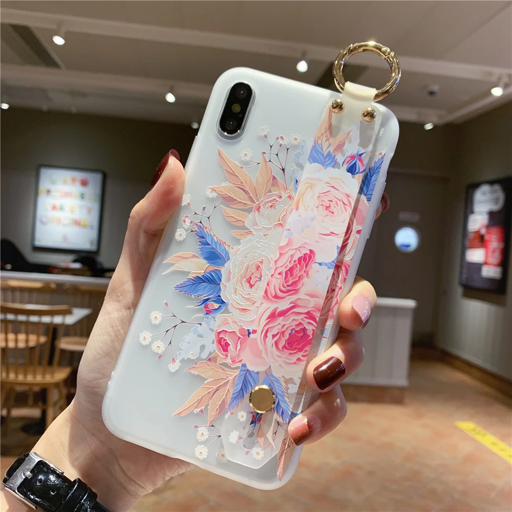 A Для samsung A40 чехол ТПУ с цветочным узором ремешок чехол для телефона для samsung A10 A20 A30 A40S A50 A60 A80 A90 A70 M10 M20 M30 держатель крышки - Цвет: A