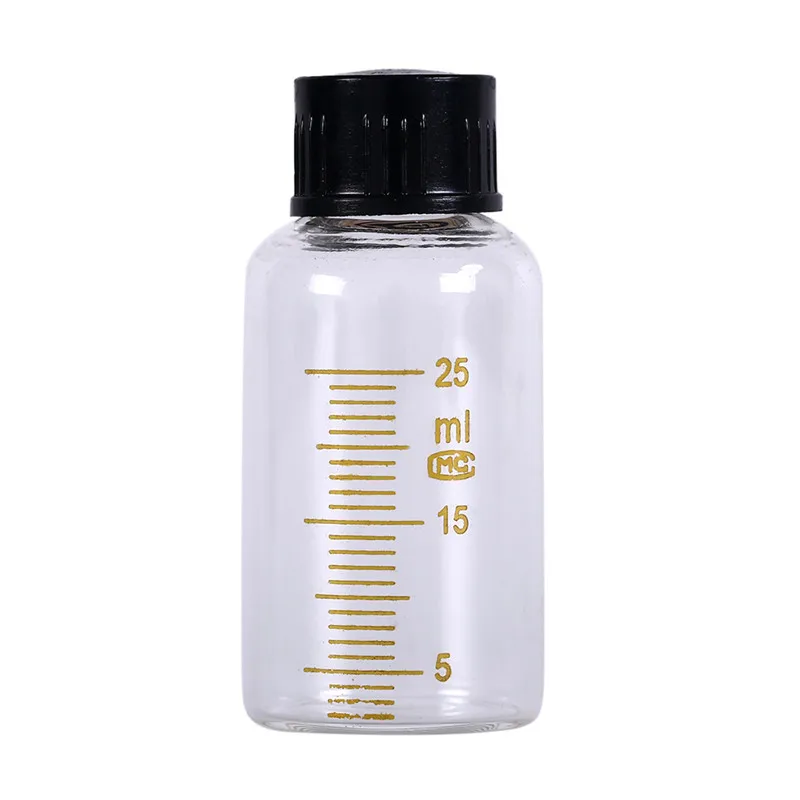 

25ml Plastic Black Screw Cap Graduated Round Glass Reagent Bottle Screw On Cover Graduation Sample Vials