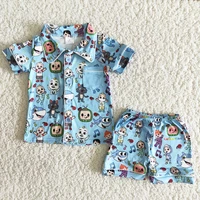 boutique kids short sleeve outfits baby girls and cartoon pjs set toddler infants turndown collar top add shorts 2pieces