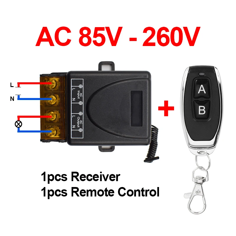 

433MHz Universal Wireless Remote Control AC DC Relay Receiver and Remote Control for Water Pumps, Garages Factories and Lighting