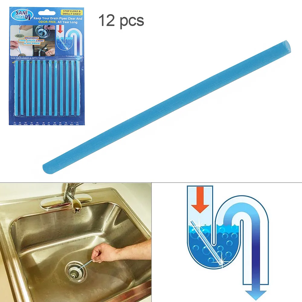 

12pcs/lot Pipeline Bathtub Decontamination Drain Cleaners Sticks Kitchen Sink filt Sani Sticks Sewer Cleaning Rod for Kitchen