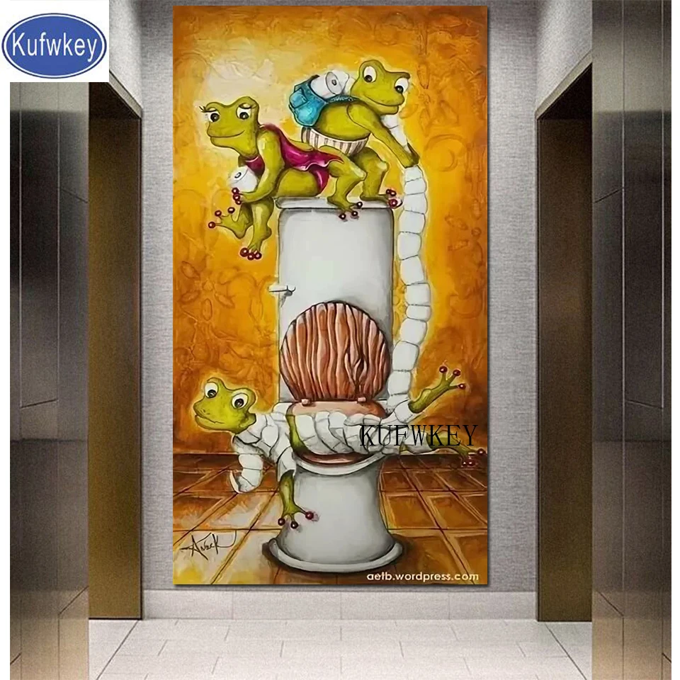 Лягушки туалетная бумага алмазная вышивка полная круглая квадратная живопись