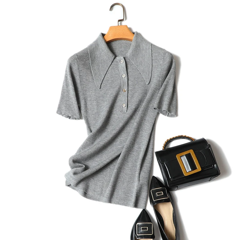 100% кашемировый весенне-осенний свитер с короткими рукавами laides модный розовый