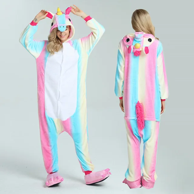 Кигуруми золотые крылья Единорог Пижама-комбинезон licorne Animal unicornio Длинные рукава с капюшоном Комбинезоны для взрослых фланелевая теплая одежда для сна
