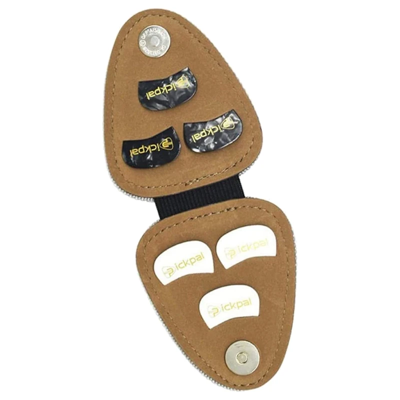 

Guitar Picks Holder with 6 Picks, PU Leather Black Plectrums Buckle Creative Buttons Case Guitar Mini Size Accessories
