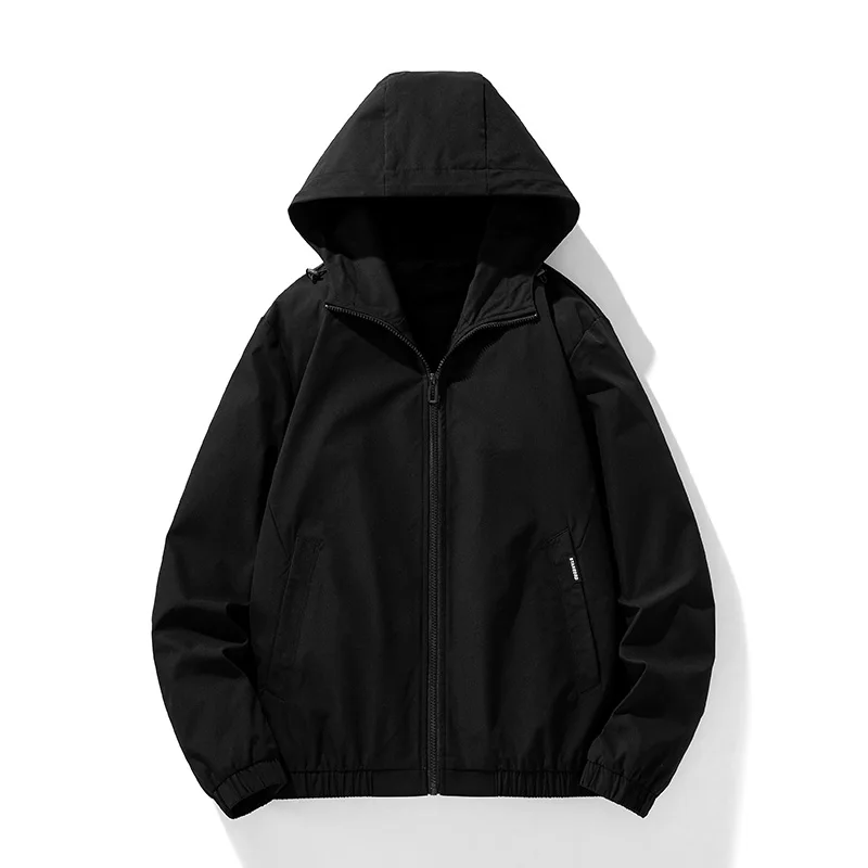 

2021 New Custom Hooded Jacket Men's Casual Slim Windbreaker Windproof Jacket Men's Coat Zipper Thin Coat Brand Clothing Autumn