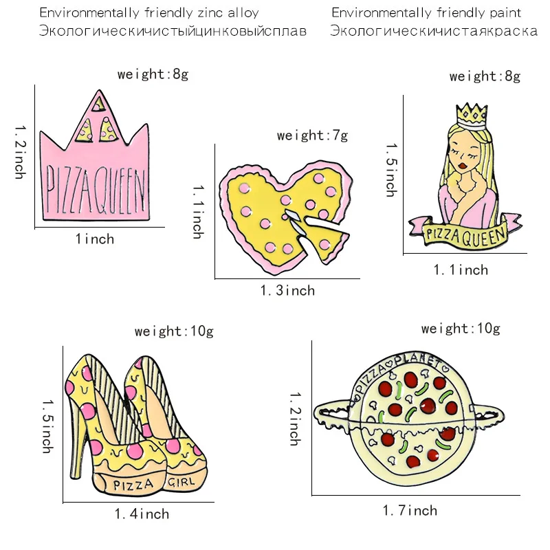 Розовый пицца Queen высокие каблуки Сердце Брошь значок на булавке брошь для