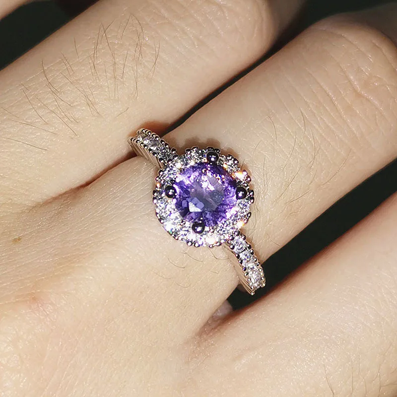 Модные разноцветные кольца с кристаллами аметистом цитрином бриллиантами из