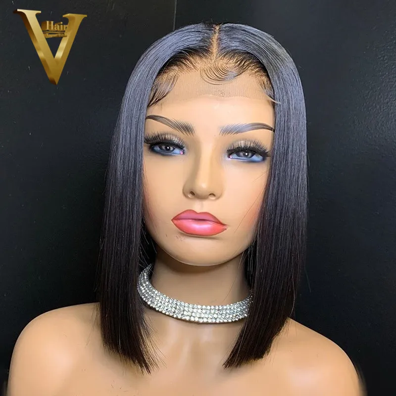 Парик на застежке 4x4 Короткие парики из человеческих волос Боб для женщин без