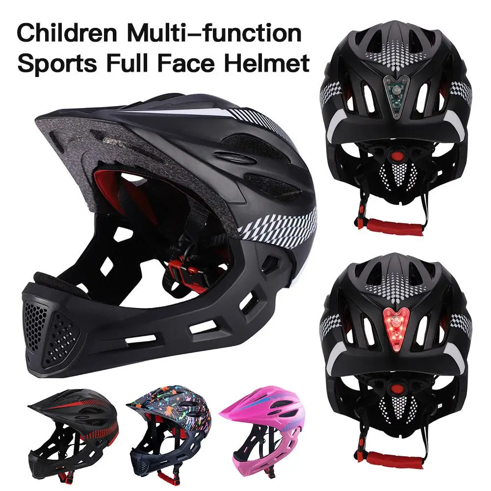 

Children Sports Full Face Helmet with Taillights for Kids Bicycle Helmet Riding Skating Motorcycle Helmet for 3-10 years old