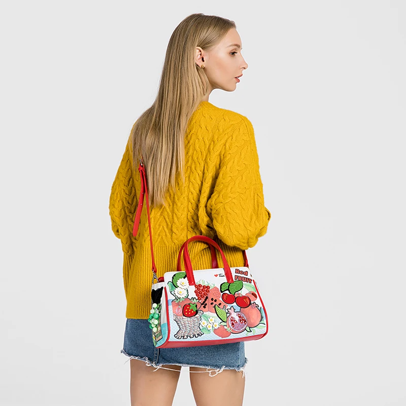 

Women Bags Leather Patchwork Handbags Shoulder Bags Cross Messenger Bag Totes Braccialini Brand Style Cartoon Vegetable Fruit