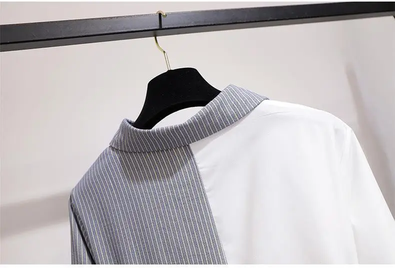 2XL-6XL женское осеннее платье большого размера повседневное Полосатое лоскутное платье с длинными рукавами 5XL Большие размеры; для офиса дамское необычное платье