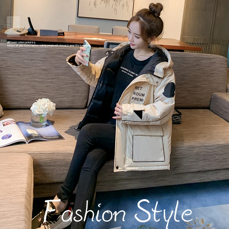 Парки с капюшоном и воротником пальто женские модные куртки хлопковой