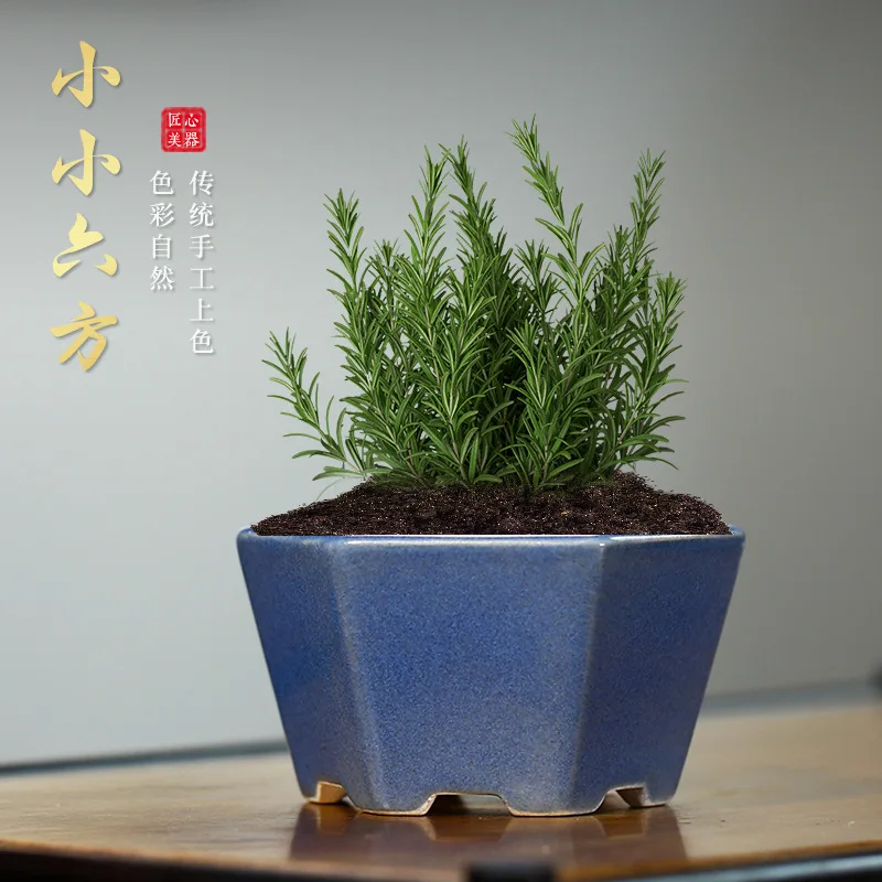 

2021 New Product Bonsai Pot Yixing Purple Sand Flowerpot Hexagonal Succulent Orchid Plants Mini Pots Chinese Exquisite Potted