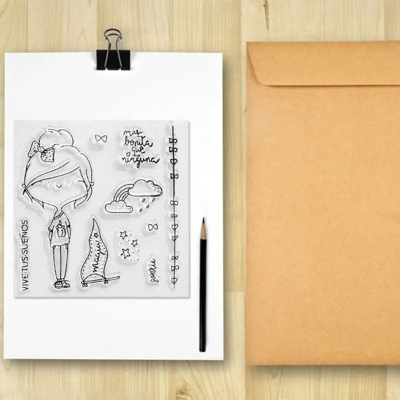 

Bow Girl Silicone Clear Seal Stamp DIY Scrapbooking Embossing Photo Album Decor