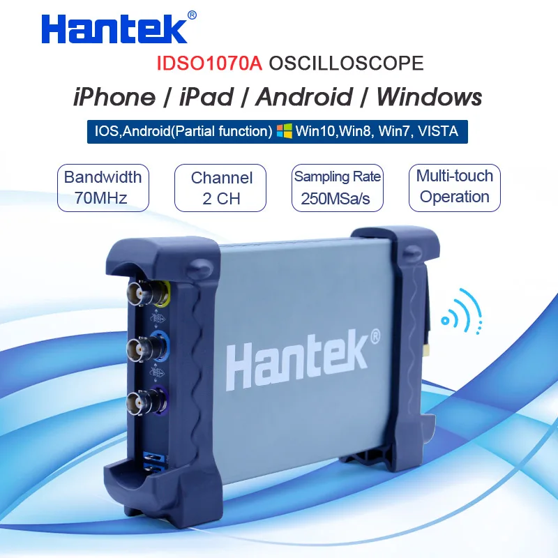 Цифровой осциллограф Hantek iDSO1070A 2CH 70 МГц для iPhone/iPad/Android/Windows WIFI связь|oscilloscope