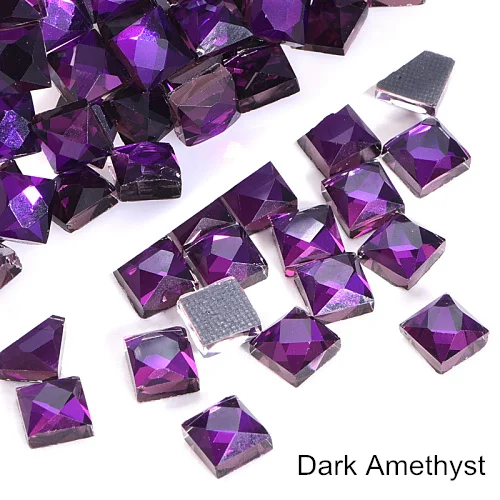 Dark Amethyst 6 мм, 100 шт., квадратные разноцветные Стразы DMC для горячей фиксации, стеклянные стразы с плоским основанием, стразы для украшения свадебного платья Y0306 - Цвет: Dark Amethyst