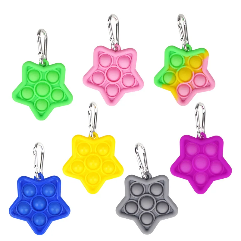 

Silicone Star Keychain Push Bubble Fidget Toys Kids Anti Stress Reliever for Adult Children Relax Sensory Squishy Simple Dimple