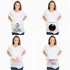 Топы для беременных женщин с коротким рукавом Футболка для беременных с принтом для маленьких девочек Забавные футболки для беременных