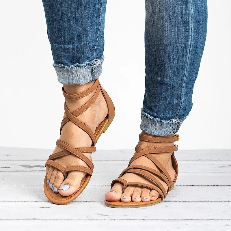 

Summer Women Sandals Buckle Design Women Casual Shoes Gladiator Sandals Women Flats Covered Women Flat Sandals Ladies Sandals