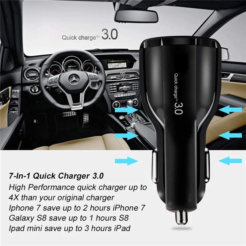 

QC3.0 Car Charger Quick Charge USB Phone Charger 2 Ports Fast Car-Charger for iPhone Samsung Xiaomi Tablet Universal