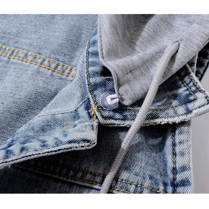 Платье без рукавов для женщин джинсовый жилет Свободные со съемным капюшоном