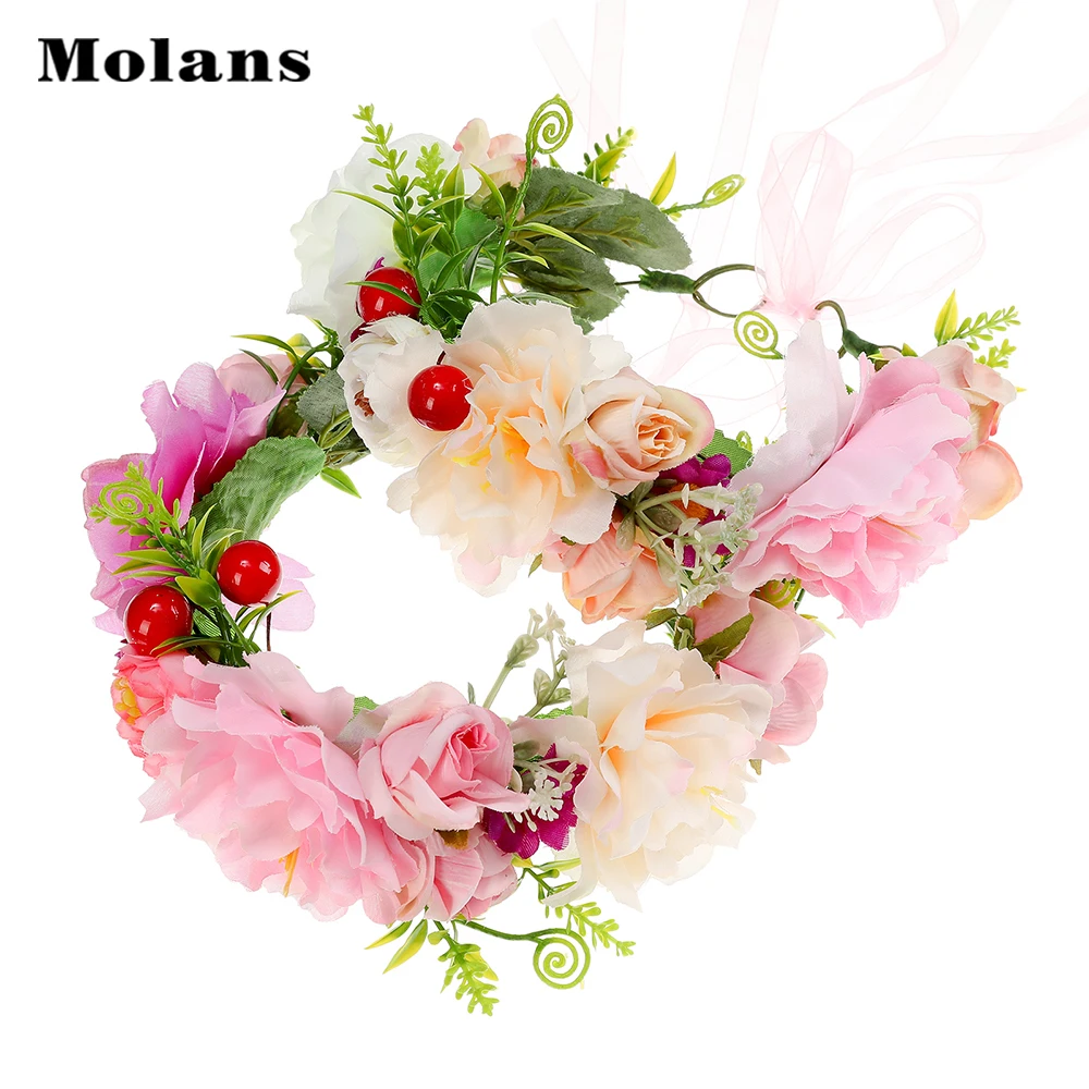 Моланс мода женщин невесты цветы ободок мексиканский стиль цветочная корона ободок леди эластичная пляжные принадлежности для волос.