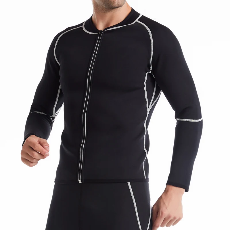 New Men Shapers Sauna Suit Neoprene Sweat Jacket Workout WeightLoss Long Sleeve Waist Trainer Body Shaper with Zipper Undershirt