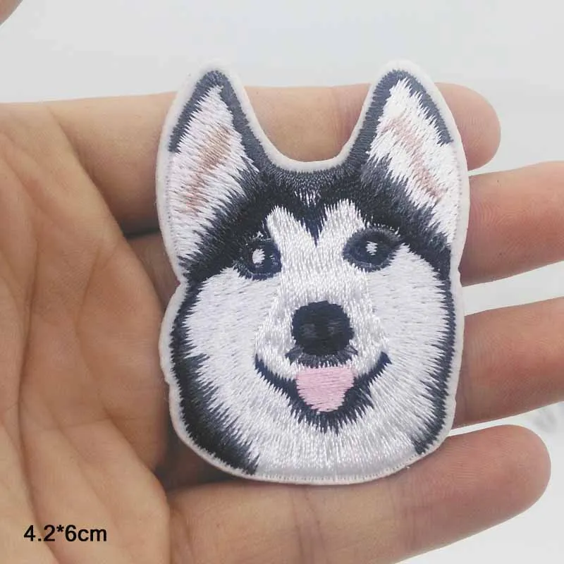 Вышитая одежда с вышивкой Husky Dog наклейки на одежду для девочек и