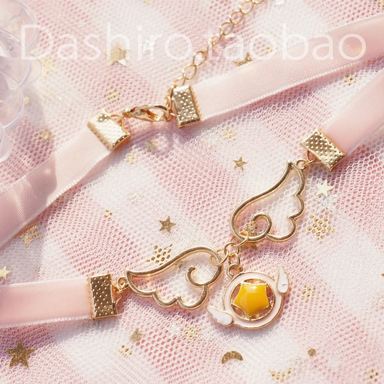 Ожерелье женское бархатное с крыльями Сакуры и скипетра | Украшения аксессуары