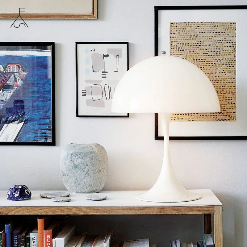

Nordic Fashion Designer Panthella Table Lamp Led Modern Simple White Desk Lights Bedroom Bedside Office Study Studio Living Room