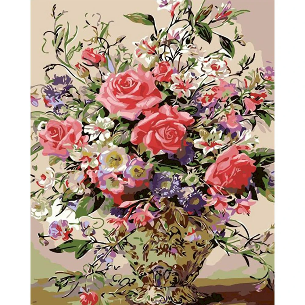 

Flower In Vase Printed Water-Soluble Canvas 11CT Cross Stitch Patterns Embroidery DMC Threads Handmade Knitting Sales