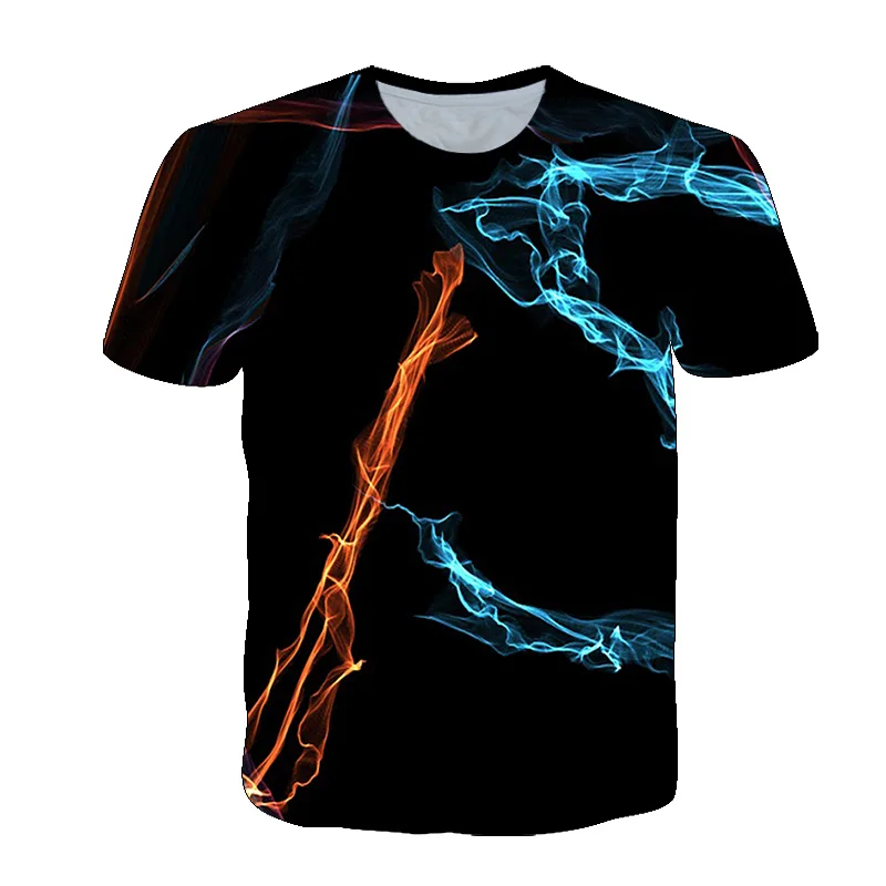 

Футболка мужская дышащая с 3D-принтом, модная Повседневная рубашка с принтом пламени и тайчи, лето 2021