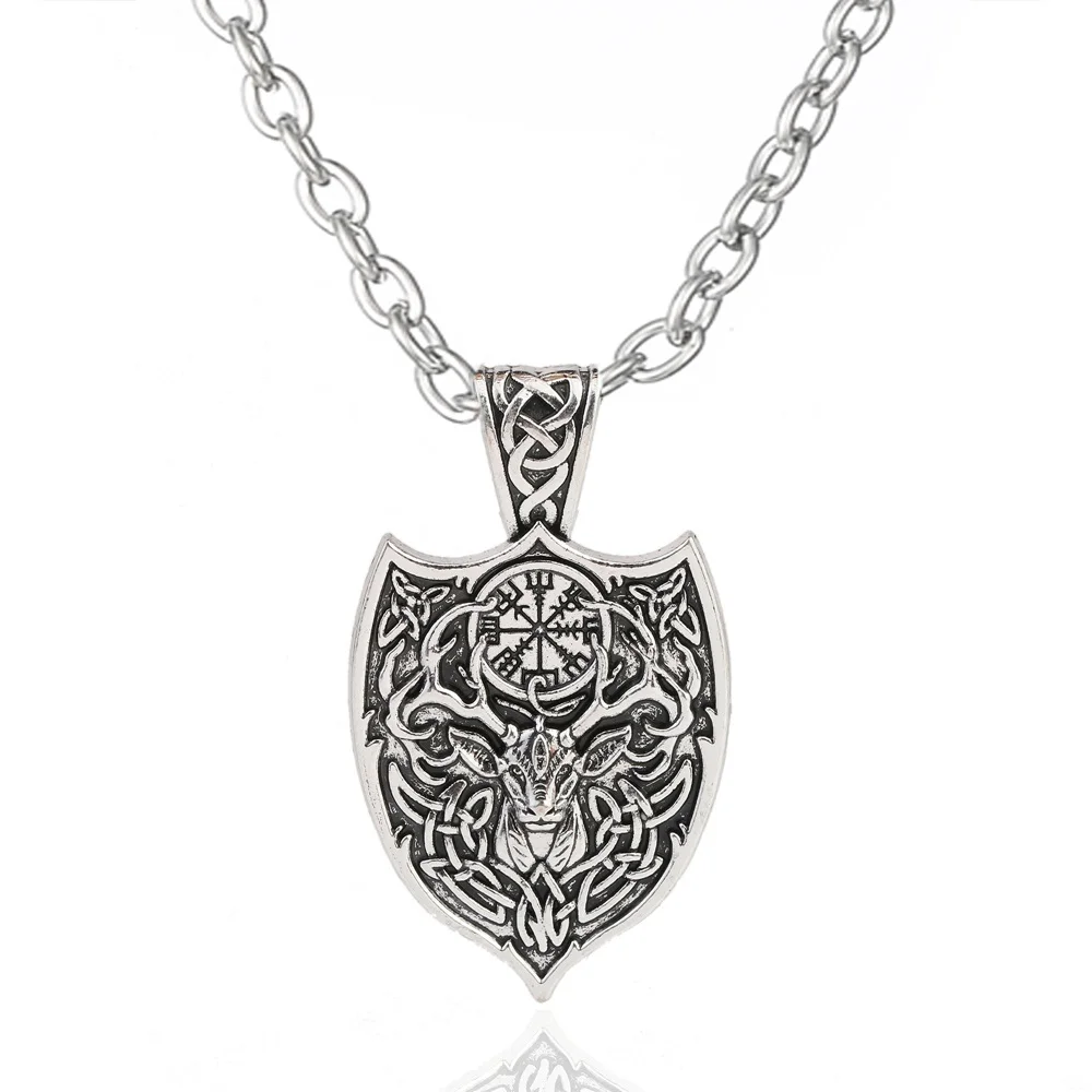 My shape Viking Deer Animal Knotwork Spirit Vegvisir Symbol Amute женский и мужской кулон ожерелье цепочка из