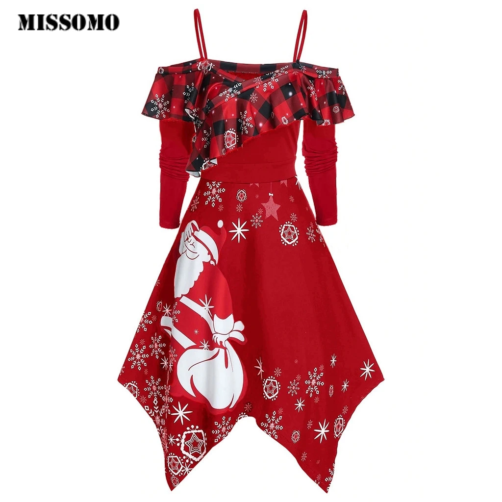 MISSOMO/зимнее рождественское платье Женское с принтом веселого Санта-Снежинка Camis