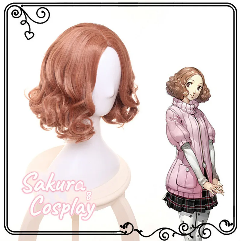 

Persona 5 P5 Haru Okumura Cosplay Curly Short Heat Resistant Synthetic Hair Halloween Carnival Party Role Play + Free Wig Cap