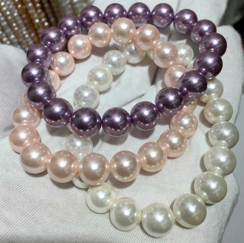

8mm Shell Pearl Bracelet Simple Shell Beads Pendant Elastic Bracelet Ladies Exquisite Jewelry Party Anniversary Wedding Gift