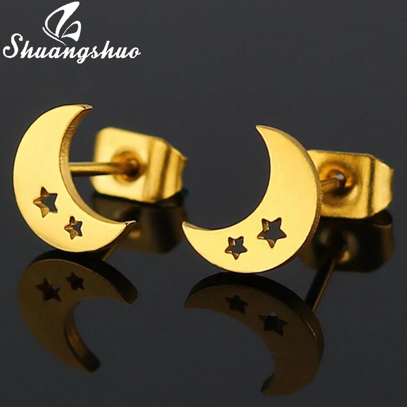 Модные серьги-гвоздики Shuangshuo в виде новой луны милые серьги золотые и