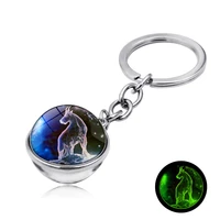 new hot selling creative luminous twelve constellation keychain glass ball pendant fashion couple luminous keychain gift