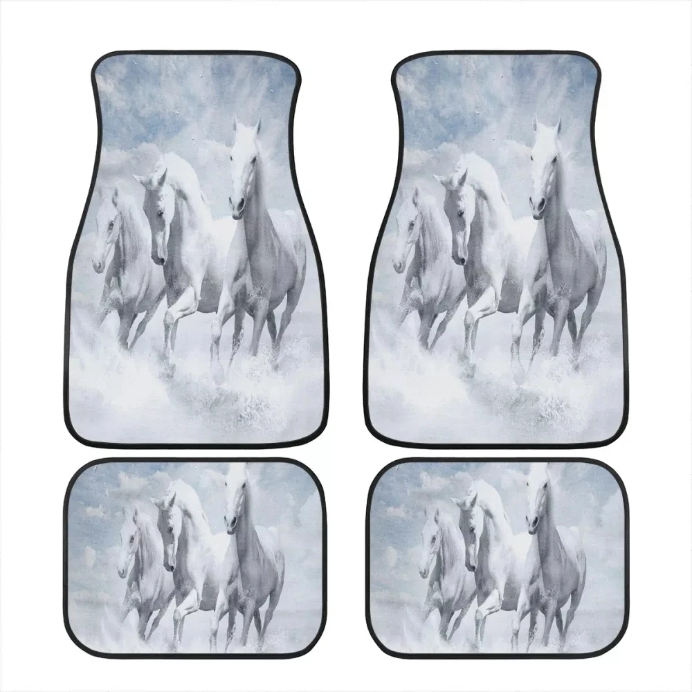 

PinUp Angel Horses Pattern Set of 4 Universal Car Floor Mats Durable Car Accessories Washable Easy Clean Carpets&Rug Comfy